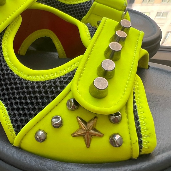 Gucci Aguru Studded Neon Sandals Designer Size 7/ US Women’s Size 10 - Picture 10 of 13